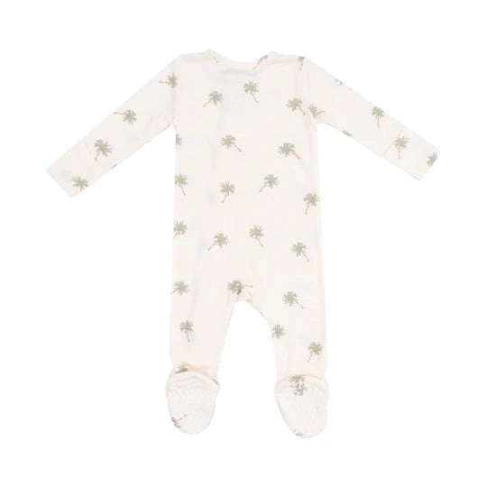 Ribbed Modal 2 Way Zipper Footie - Palm Trees
