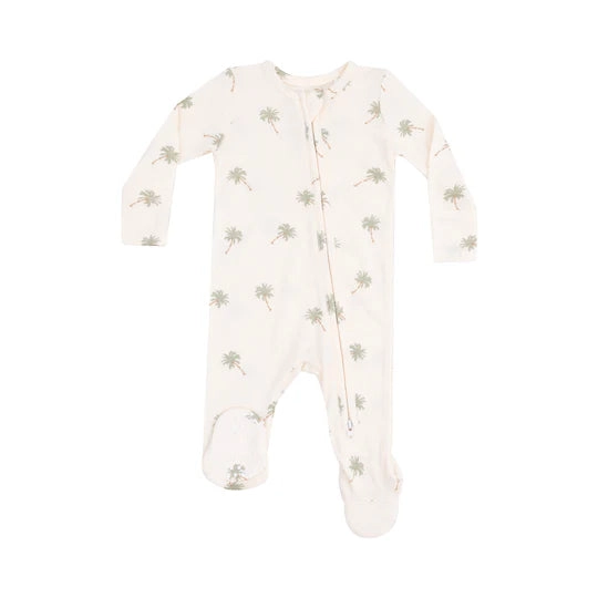 Ribbed Modal 2 Way Zipper Footie - Palm Trees
