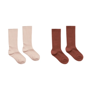 Ribbed Socks - Brick / Rose - FINAL SALE