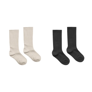 Ribbed Socks - Stone / Black - FINAL SALE