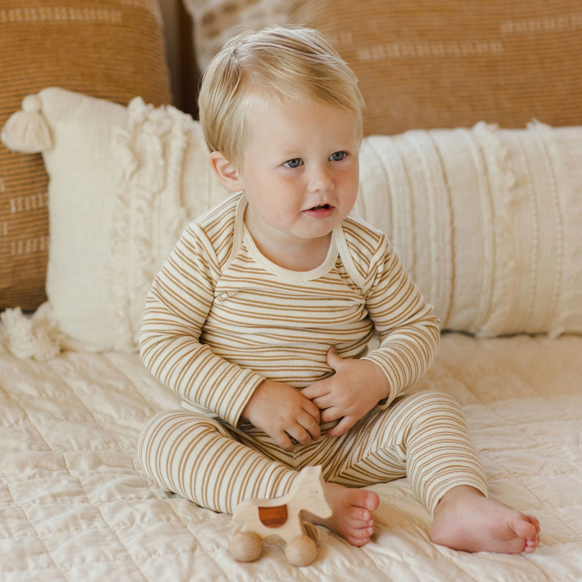 Ribbed Tee   Legging Set - Golden Stripe - FINAL SALE