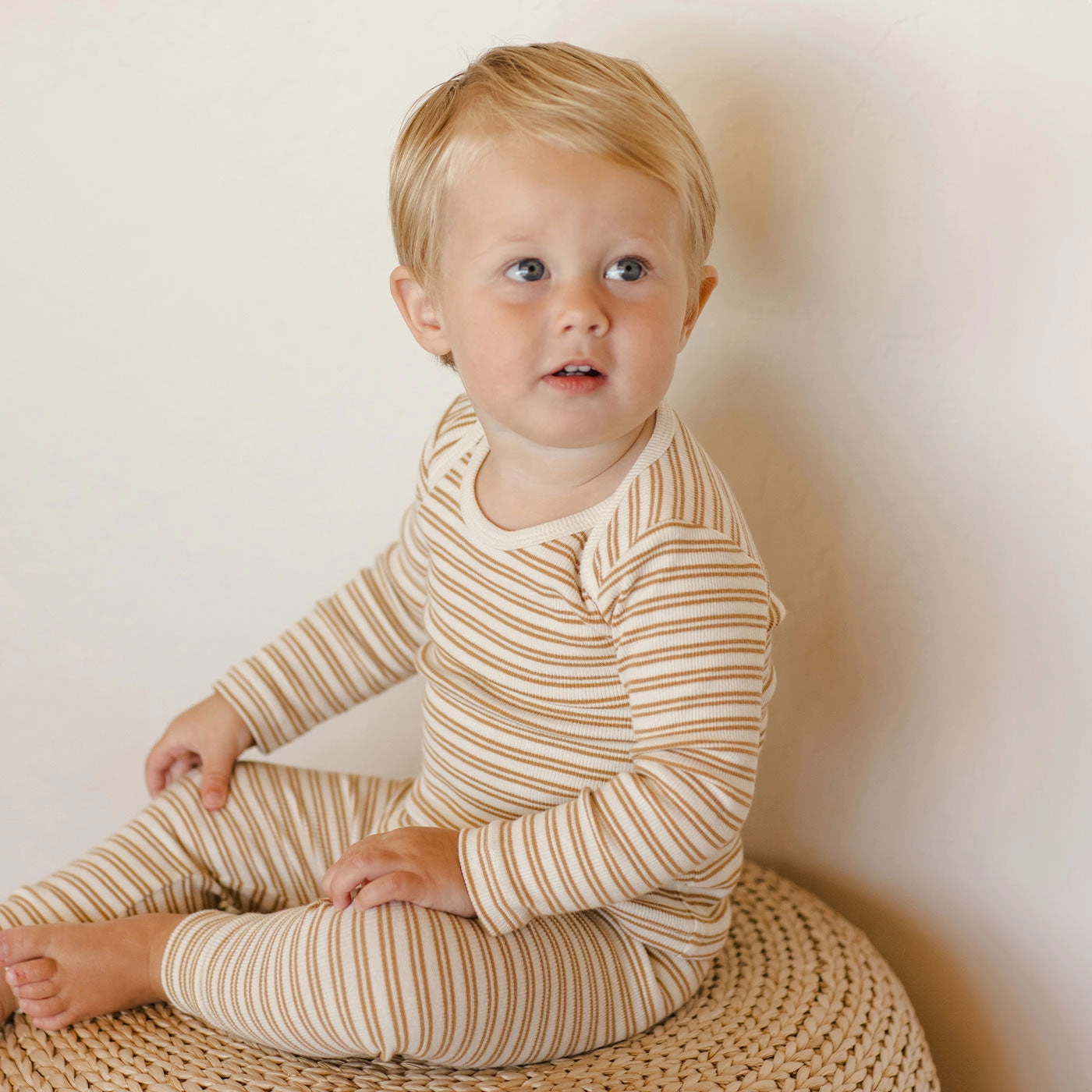 Ribbed Tee   Legging Set - Golden Stripe - FINAL SALE