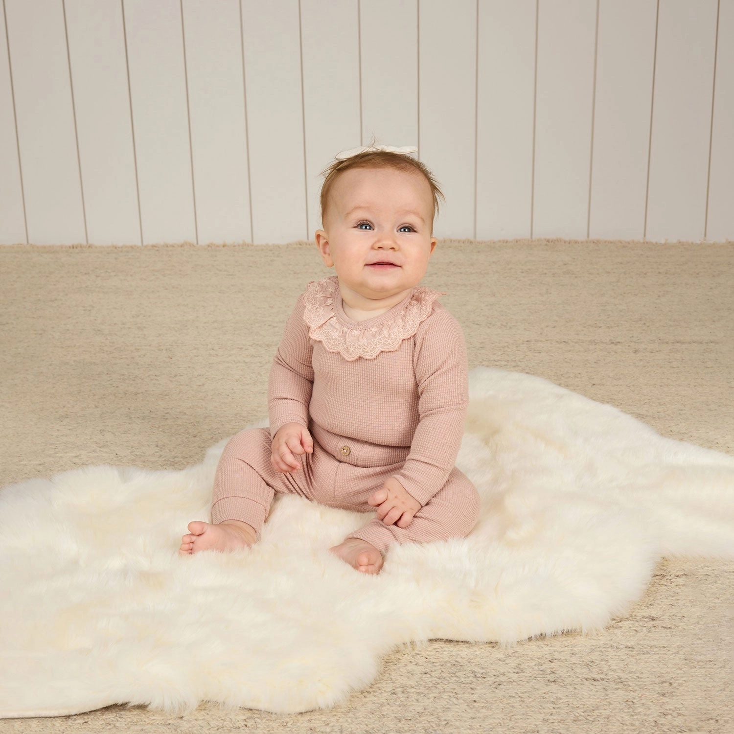 Ruffle Collar Bodysuit - Blush - FINAL SALE