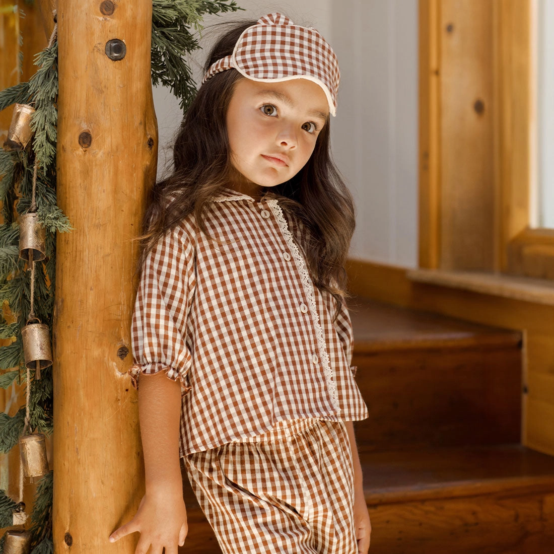Ruffle Pajamas - Brick Gingham - FINAL SALE