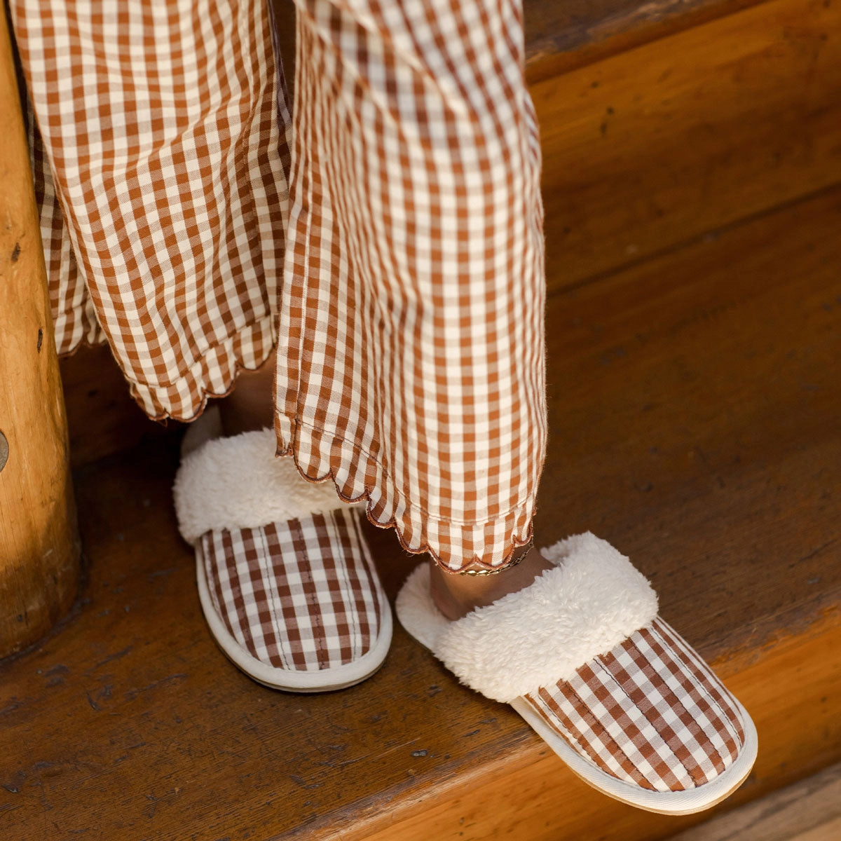 Ruffle Pajamas - Brick Gingham - FINAL SALE