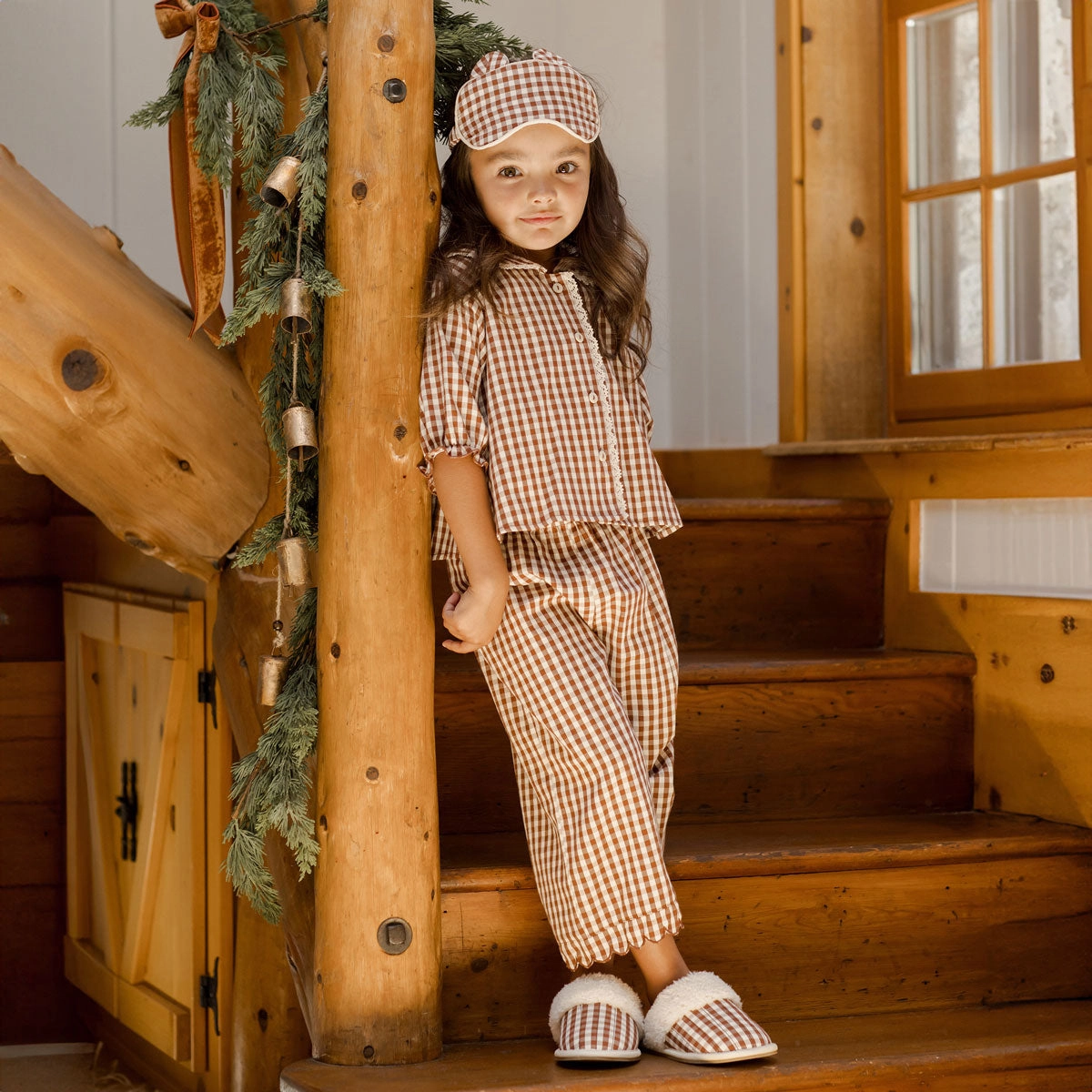 Ruffle Pajamas - Brick Gingham - FINAL SALE