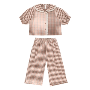 Ruffle Pajamas - Brick Gingham - FINAL SALE
