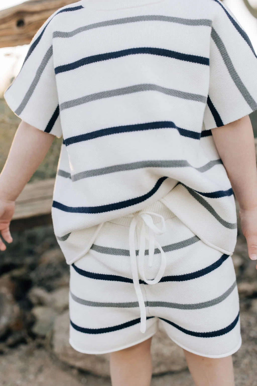 Sage   Navy Stripe Knit Short Set