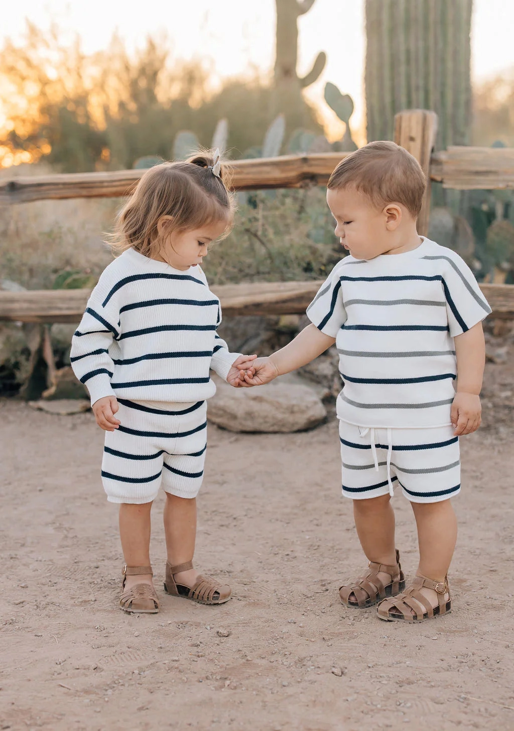Sage   Navy Stripe Knit Short Set