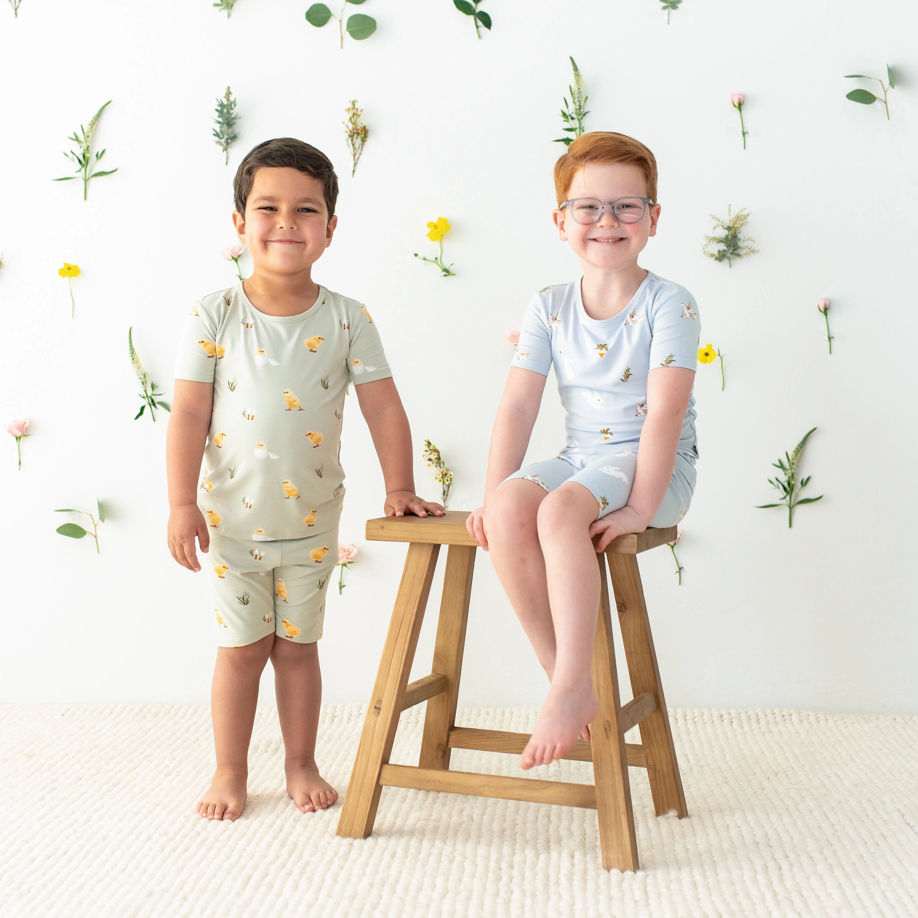 Short Sleeve Pajamas in Ice Rabbit