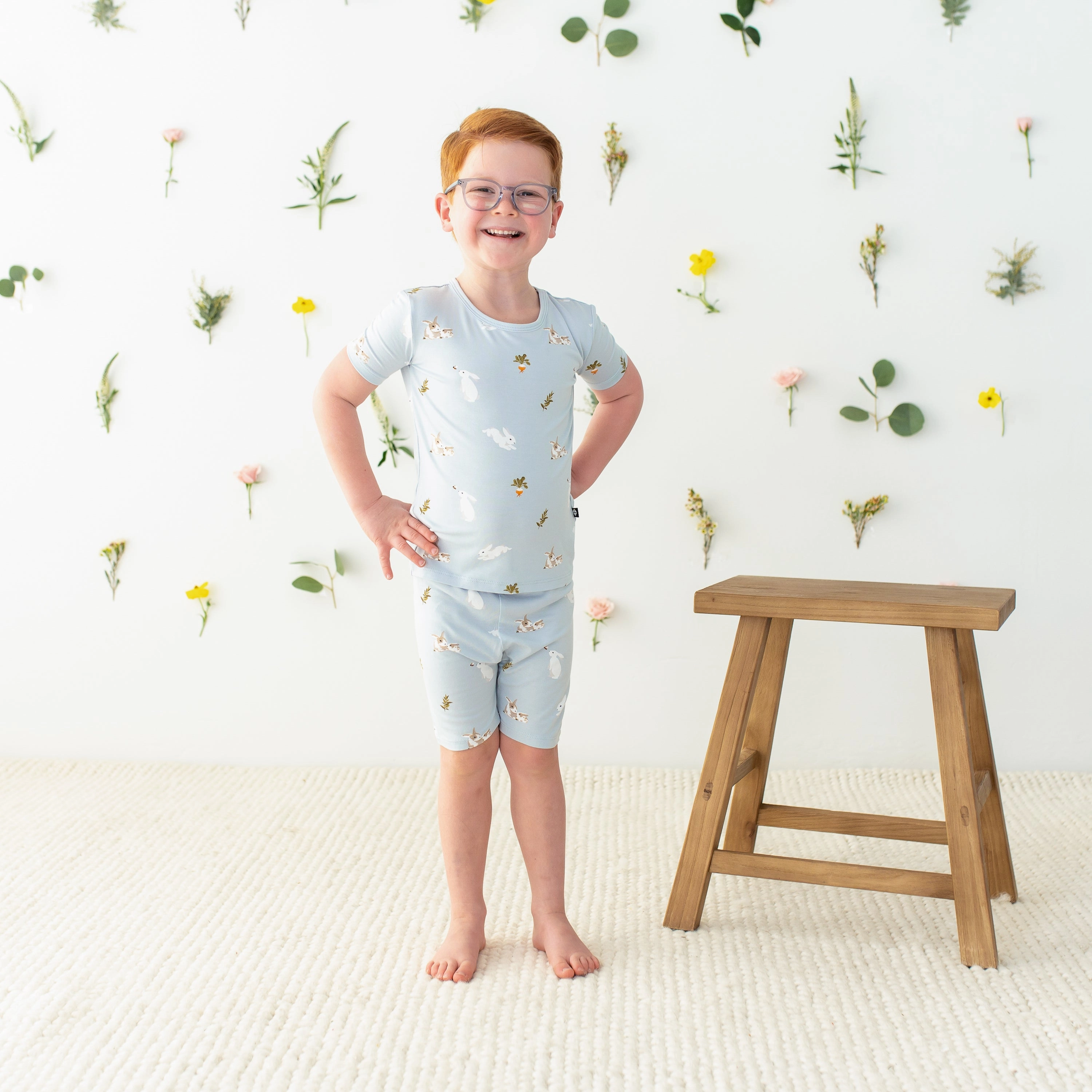 Short Sleeve Pajamas in Ice Rabbit