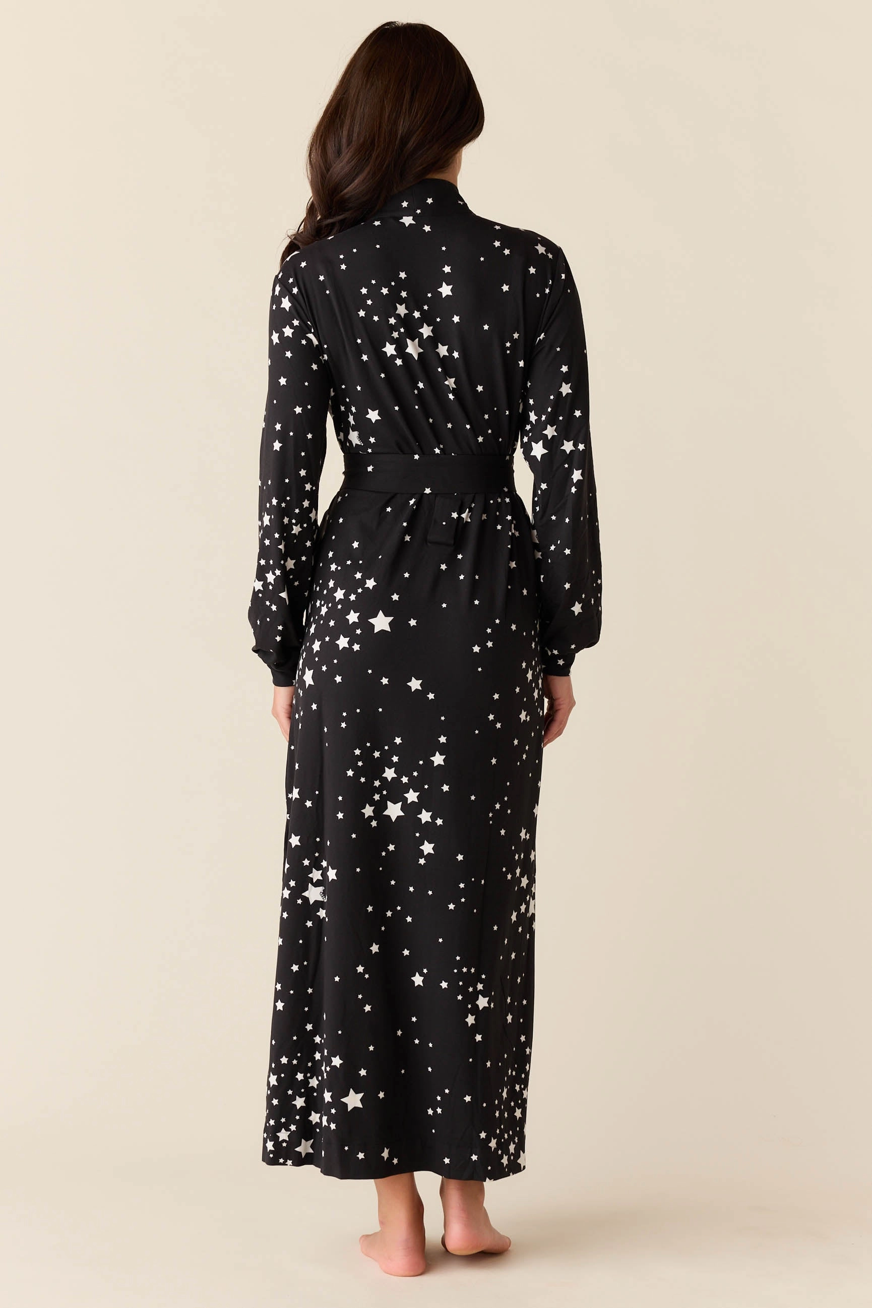 Skyler Banded Long Robe | Black Stars
