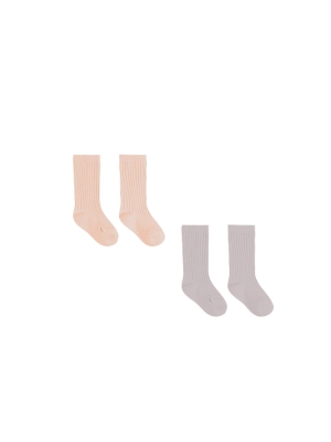 Sock Set of 2 - Melon / Lavender