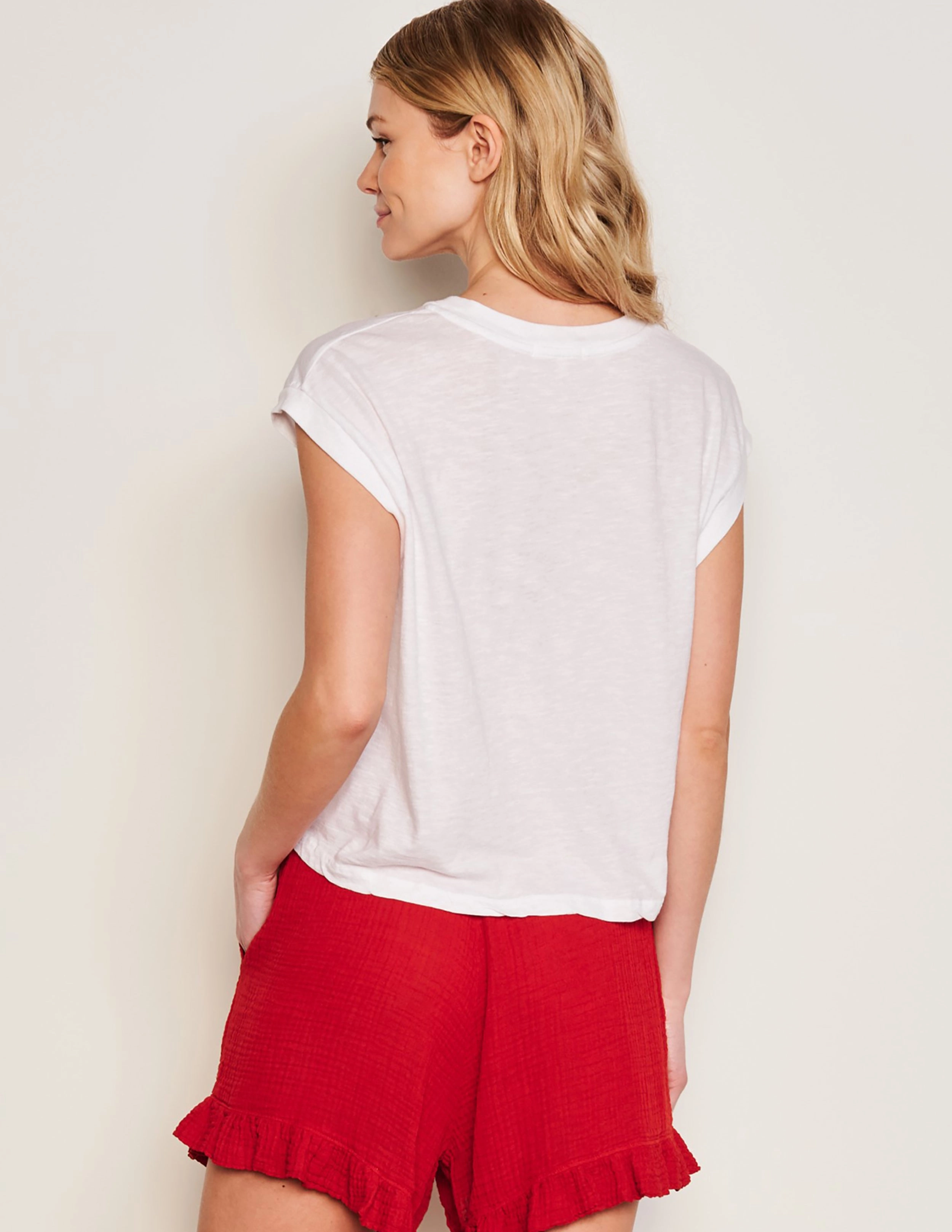 Sundry Forever Muscle Tank & Flutter Short in Optic White & Burnt Red