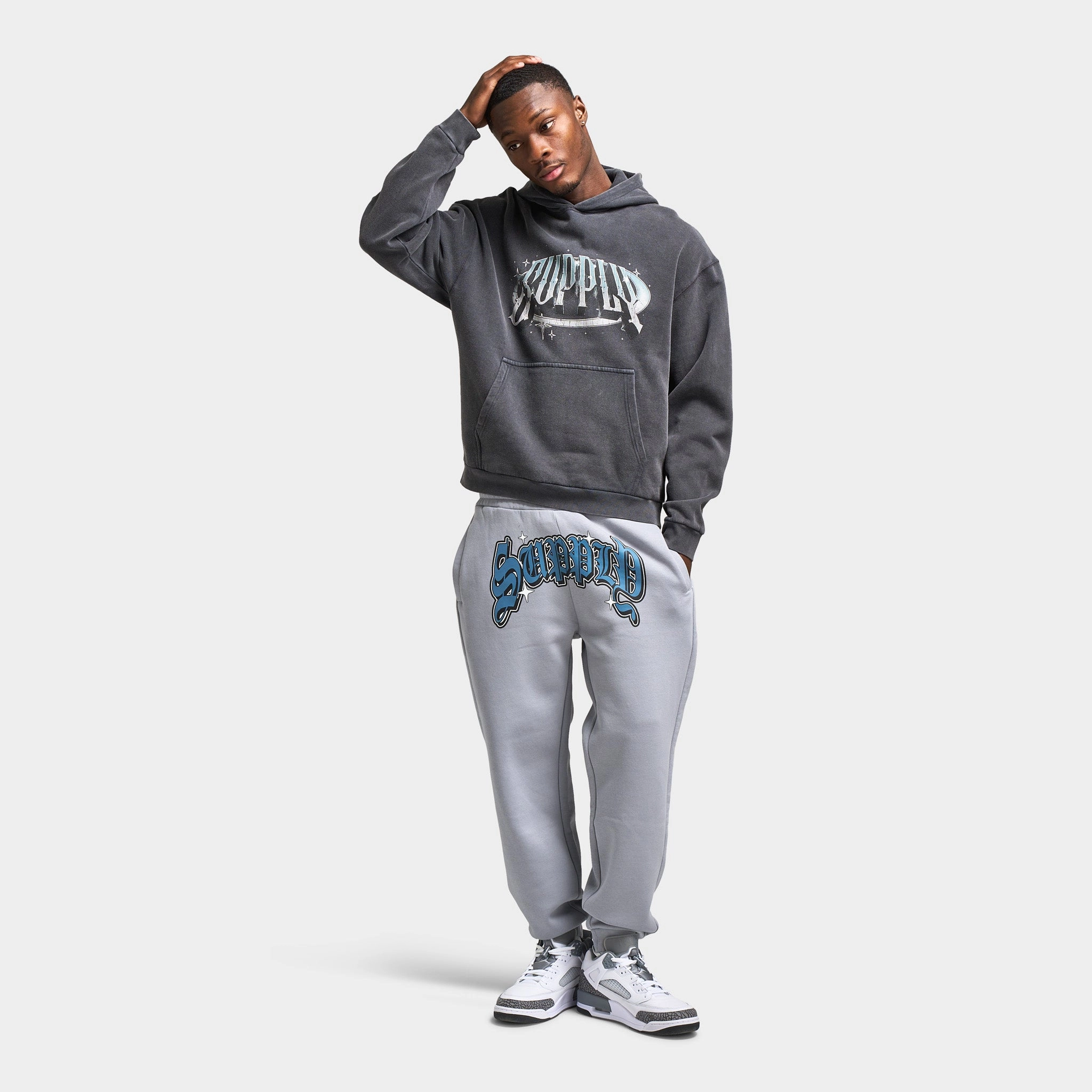 Supply & Demand Chrome Star Pullover Hoodie / Washed Black