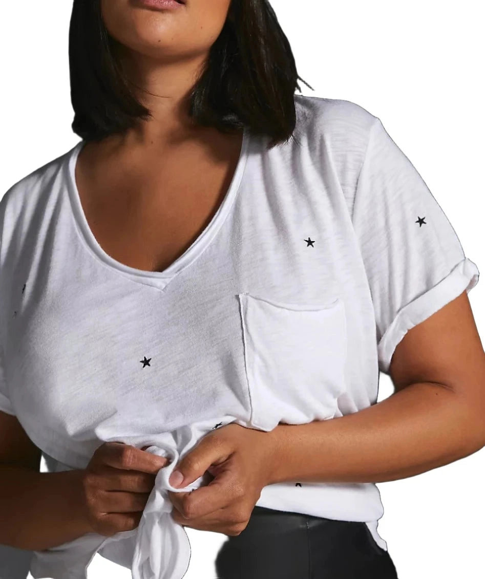 TLA  V-Neck Tee Shirt with Pocket and Plus