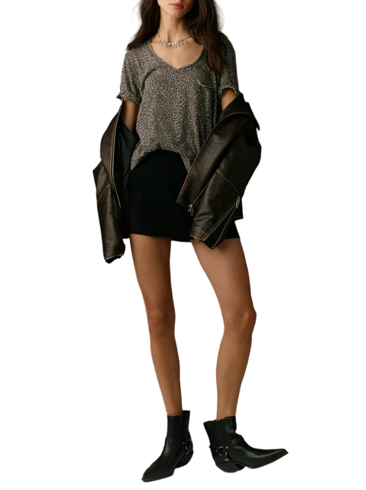 TLA  V-Neck Tee Shirt with Pocket and Plus