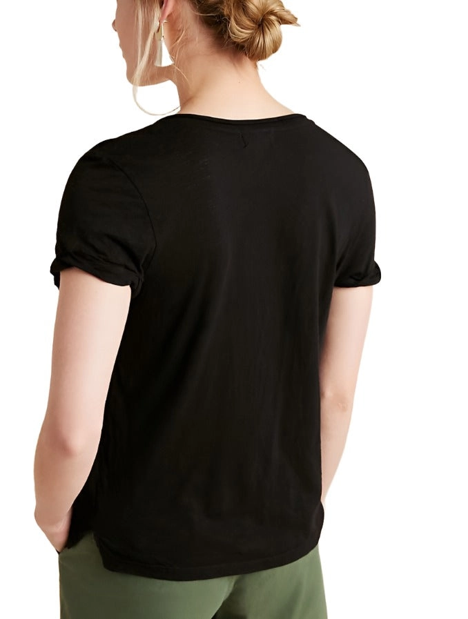 TLA  V-Neck Tee Shirt with Pocket and Plus