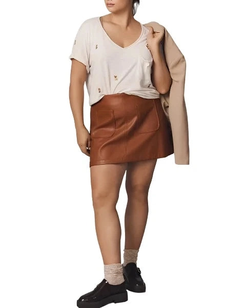 TLA  V-Neck Tee Shirt with Pocket and Plus