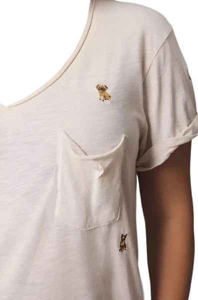 TLA  V-Neck Tee Shirt with Pocket and Plus