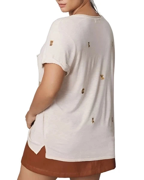 TLA  V-Neck Tee Shirt with Pocket and Plus