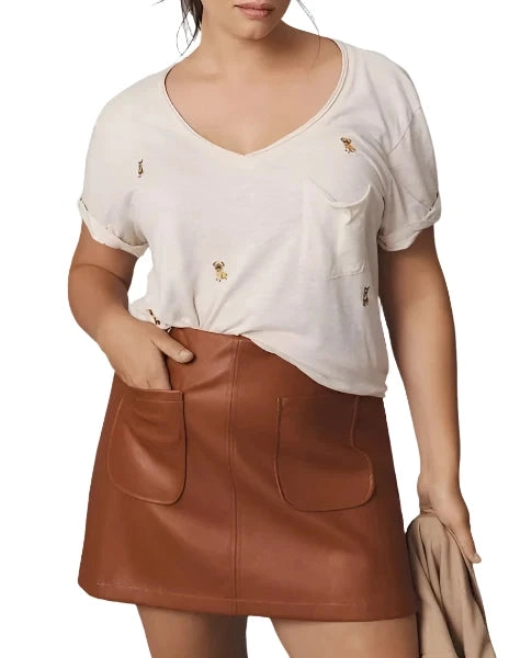 TLA  V-Neck Tee Shirt with Pocket and Plus