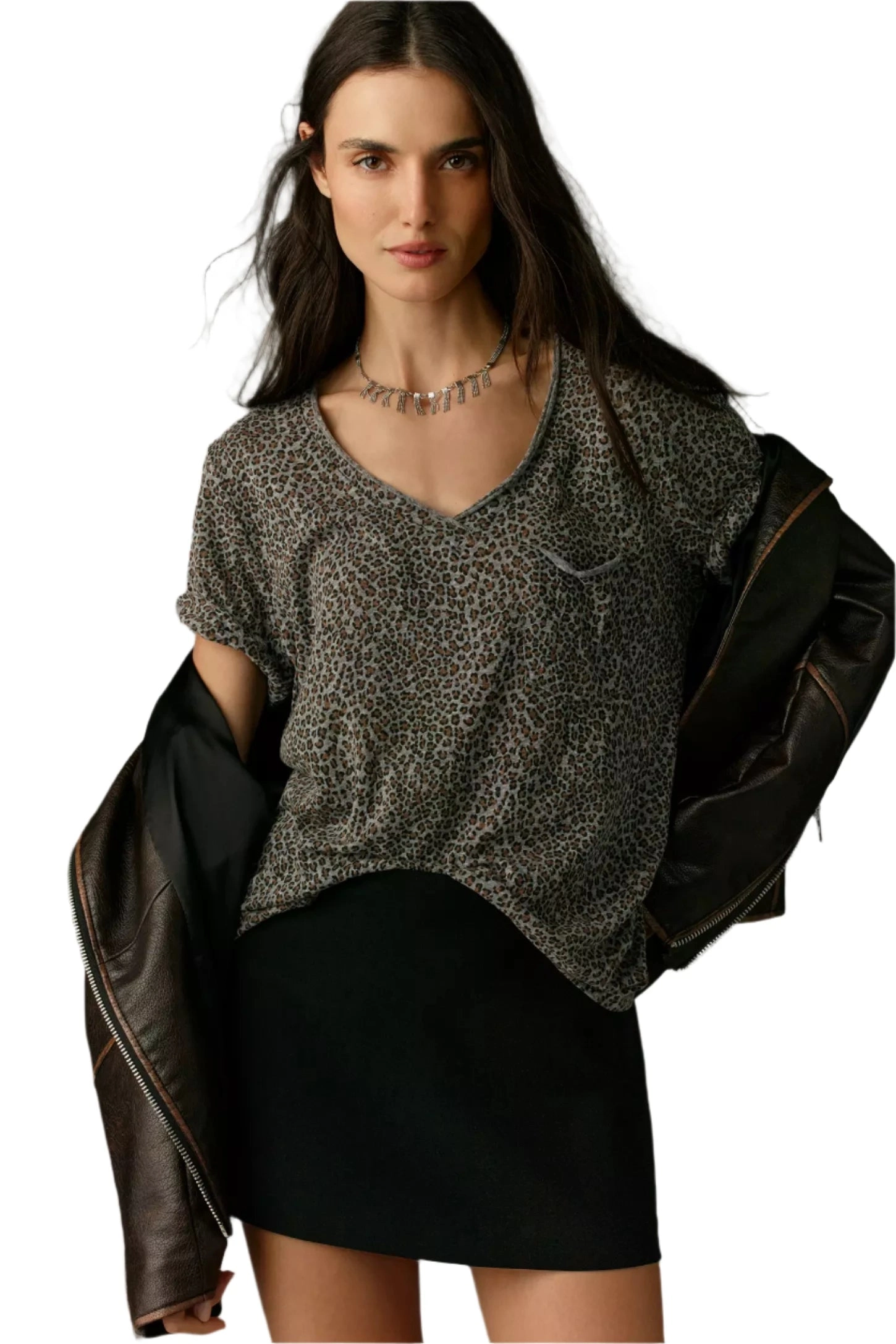 TLA  V-Neck Tee Shirt with Pocket and Plus