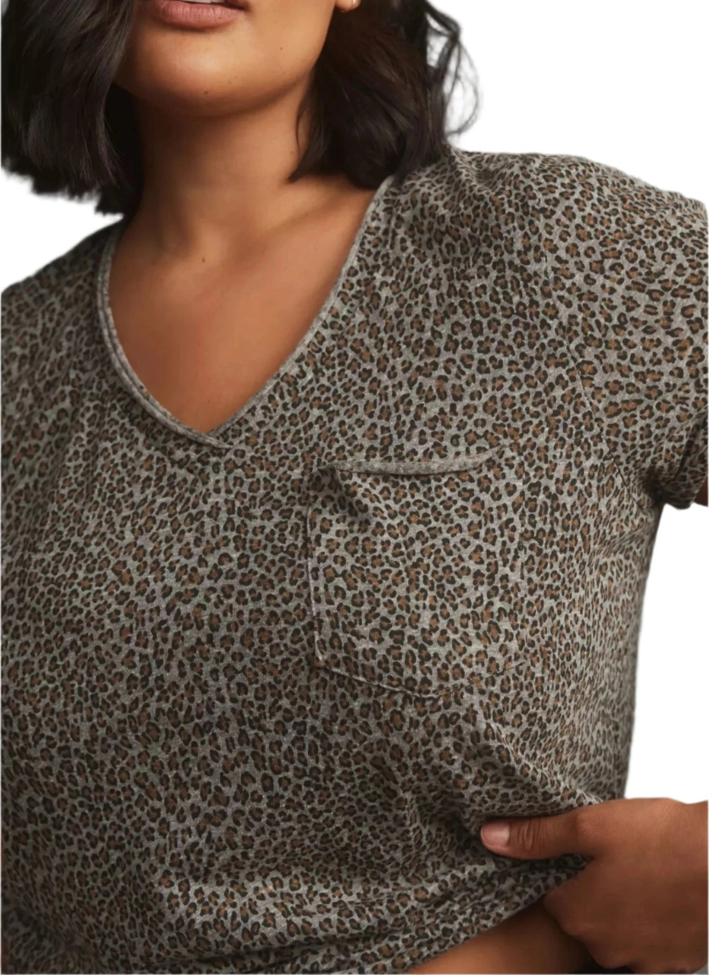 TLA  V-Neck Tee Shirt with Pocket and Plus