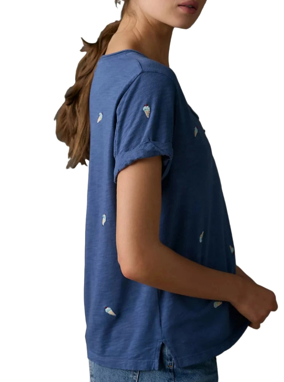 TLA  V-Neck Tee Shirt with Pocket and Plus