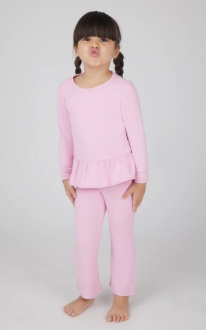 Toddler 2 PC Melange Pullover Top and Flare Leg Pant