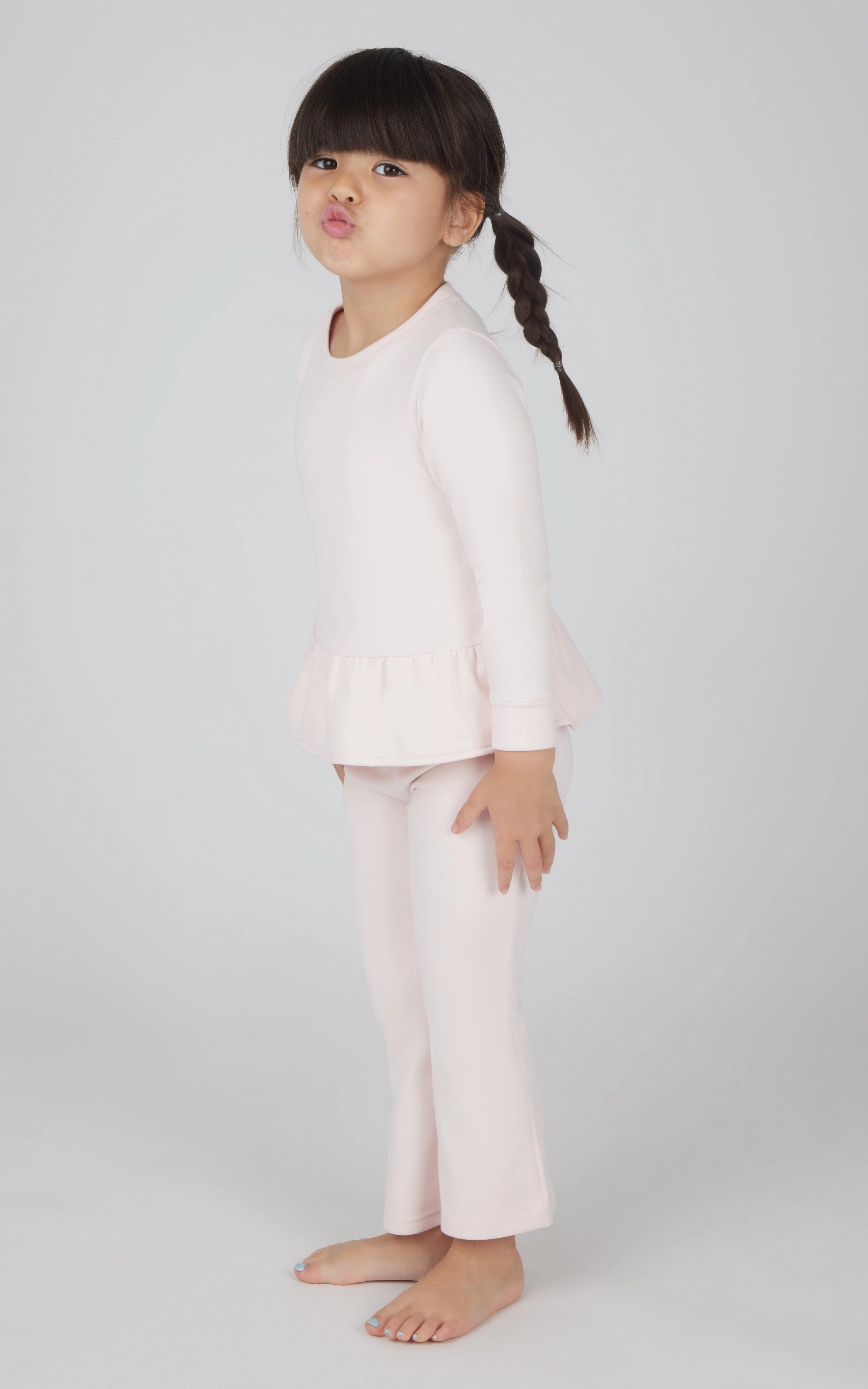 Toddler 2 PC Melange Pullover Top and Flare Leg Pant