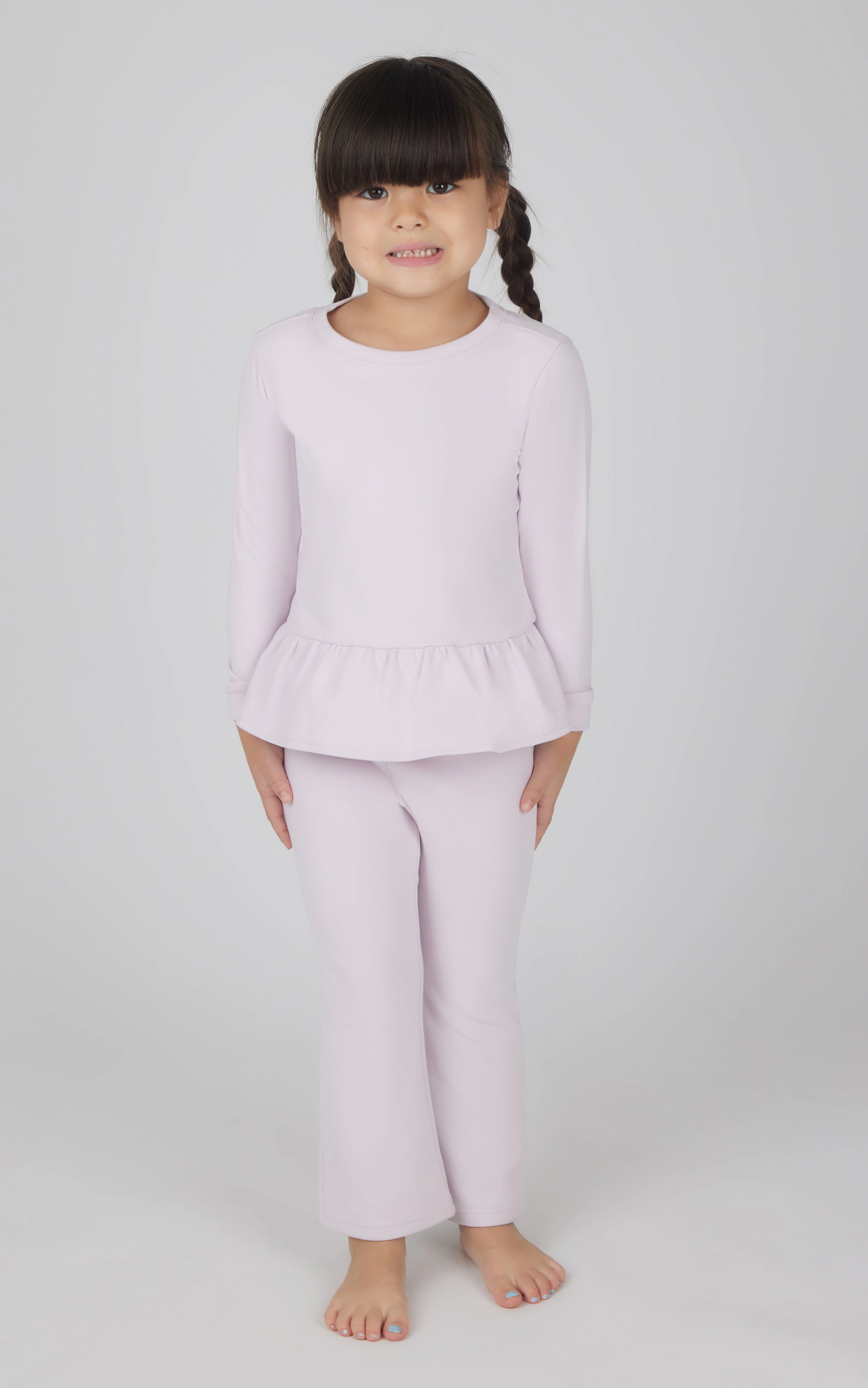 Toddler 2 PC Melange Pullover Top and Flare Leg Pant