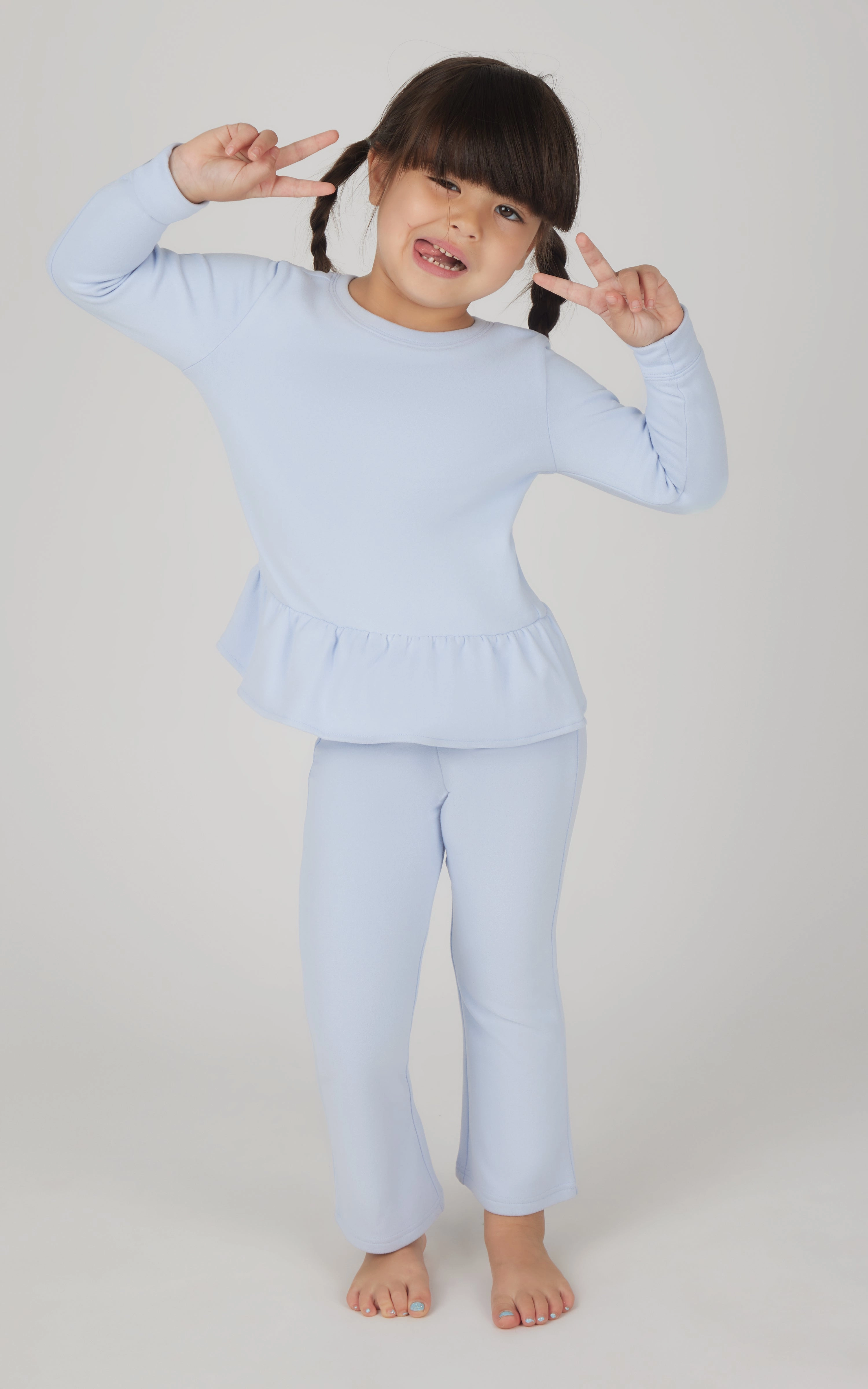 Toddler 2 PC Melange Pullover Top and Flare Leg Pant