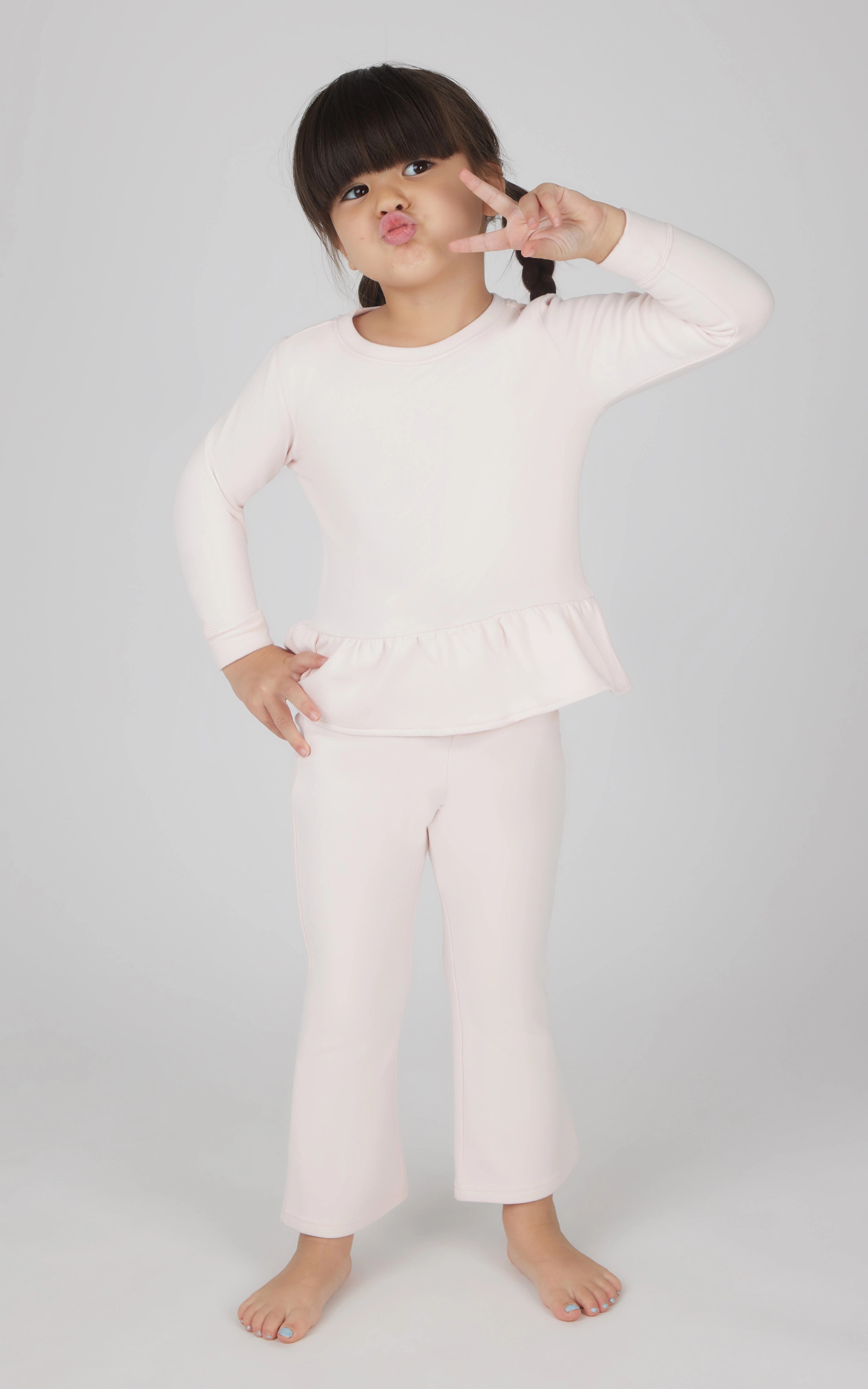 Toddler 2 PC Melange Pullover Top and Flare Leg Pant