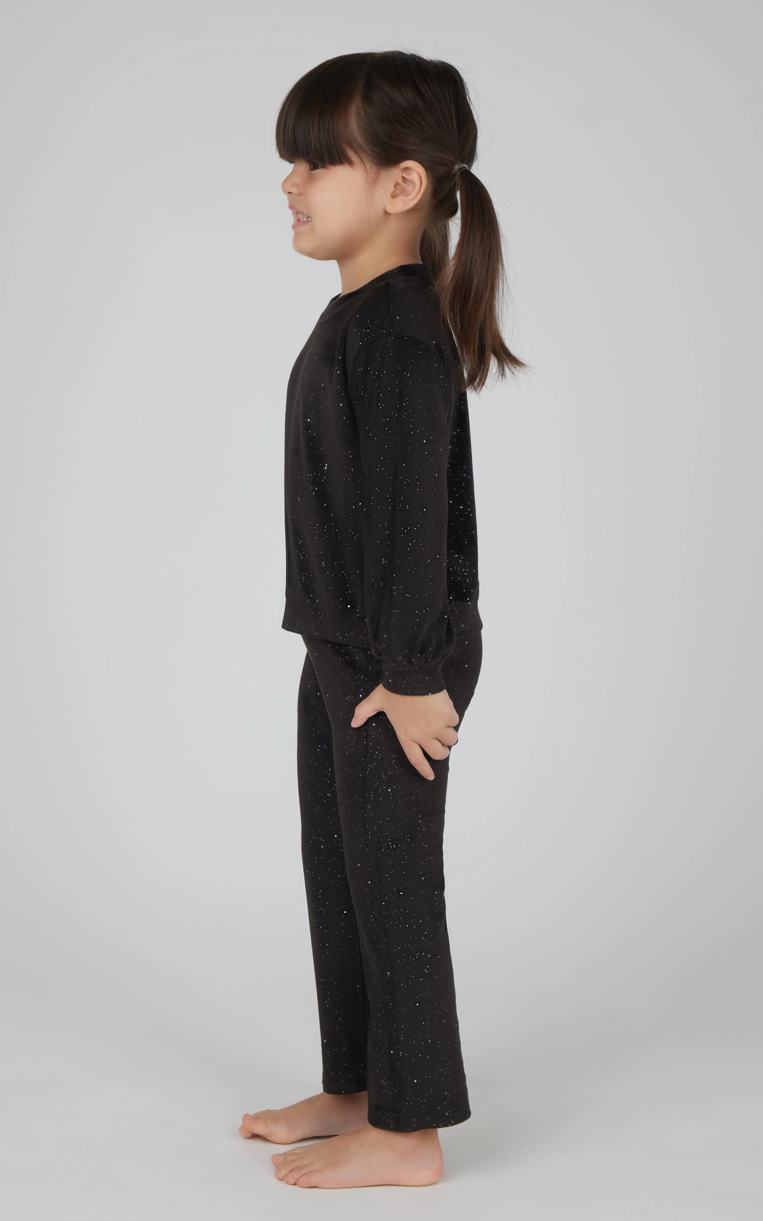 Toddler 2 PC Speckled Velour Crew Neck Top and Flared Leg Pant