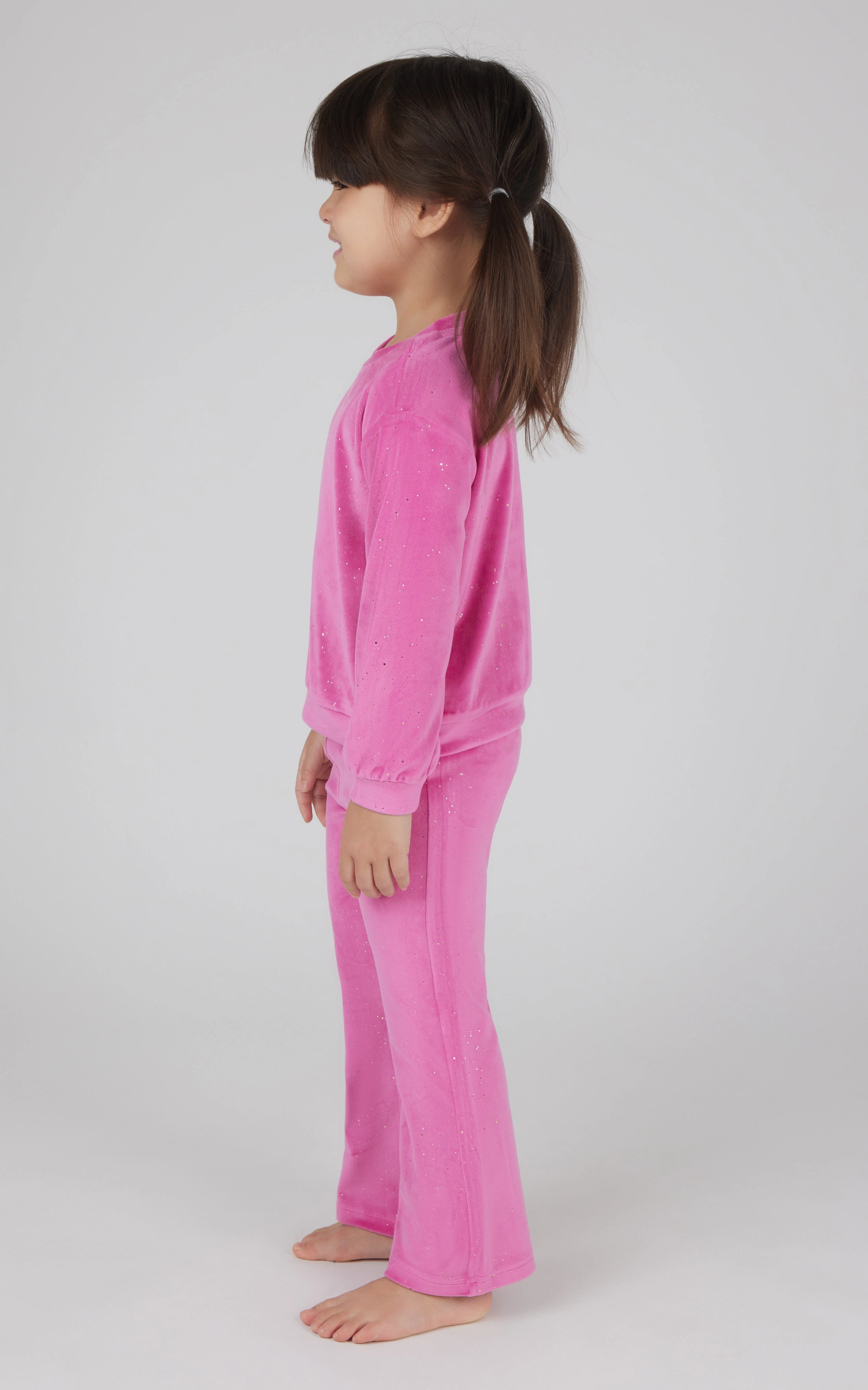 Toddler 2 PC Speckled Velour Crew Neck Top and Flared Leg Pant