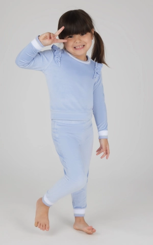 Toddler 2 PC Velour Ruffle Sweatshirt and Jogger