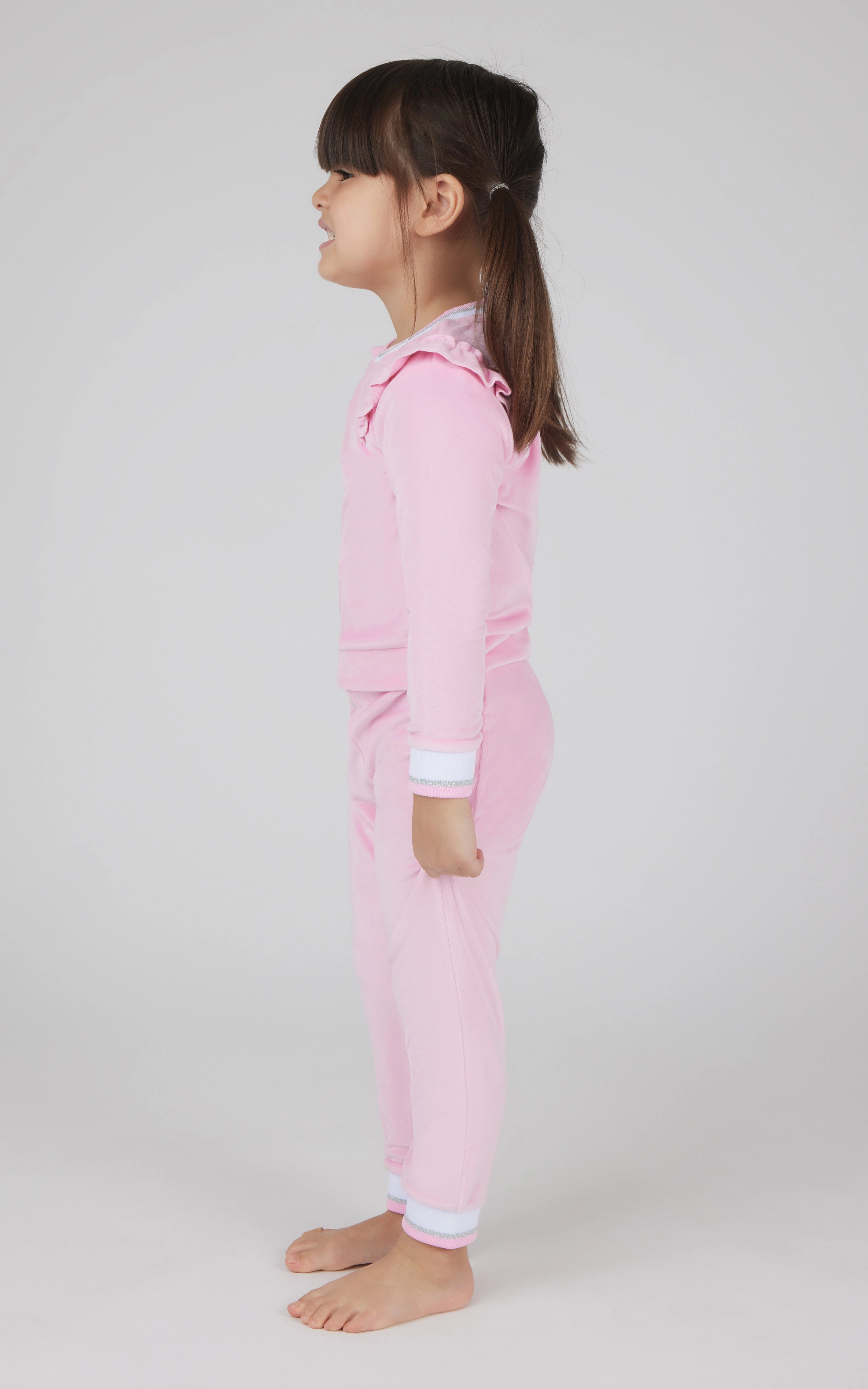 Toddler 2 PC Velour Ruffle Sweatshirt and Jogger