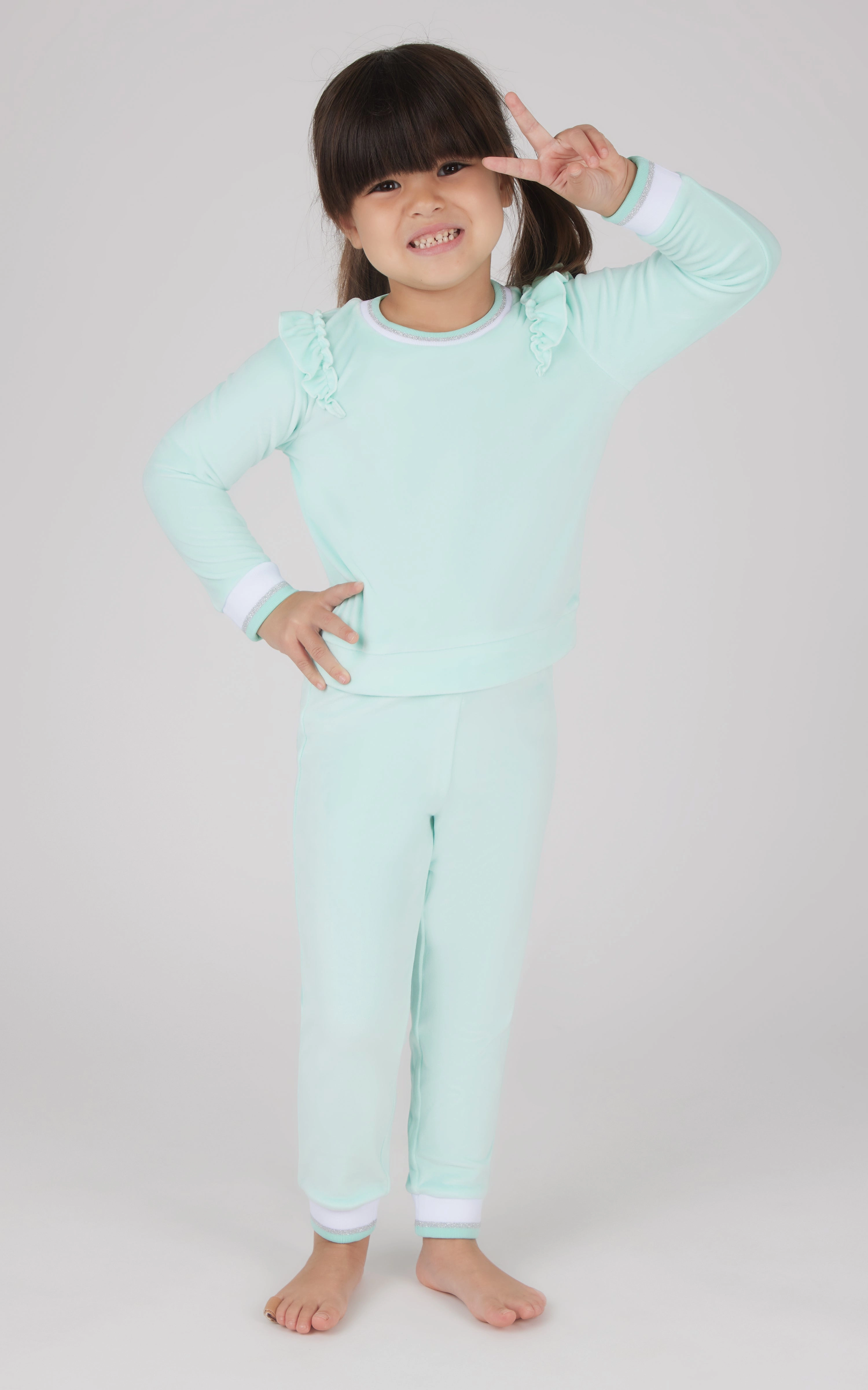 Toddler 2 PC Velour Ruffle Sweatshirt and Jogger