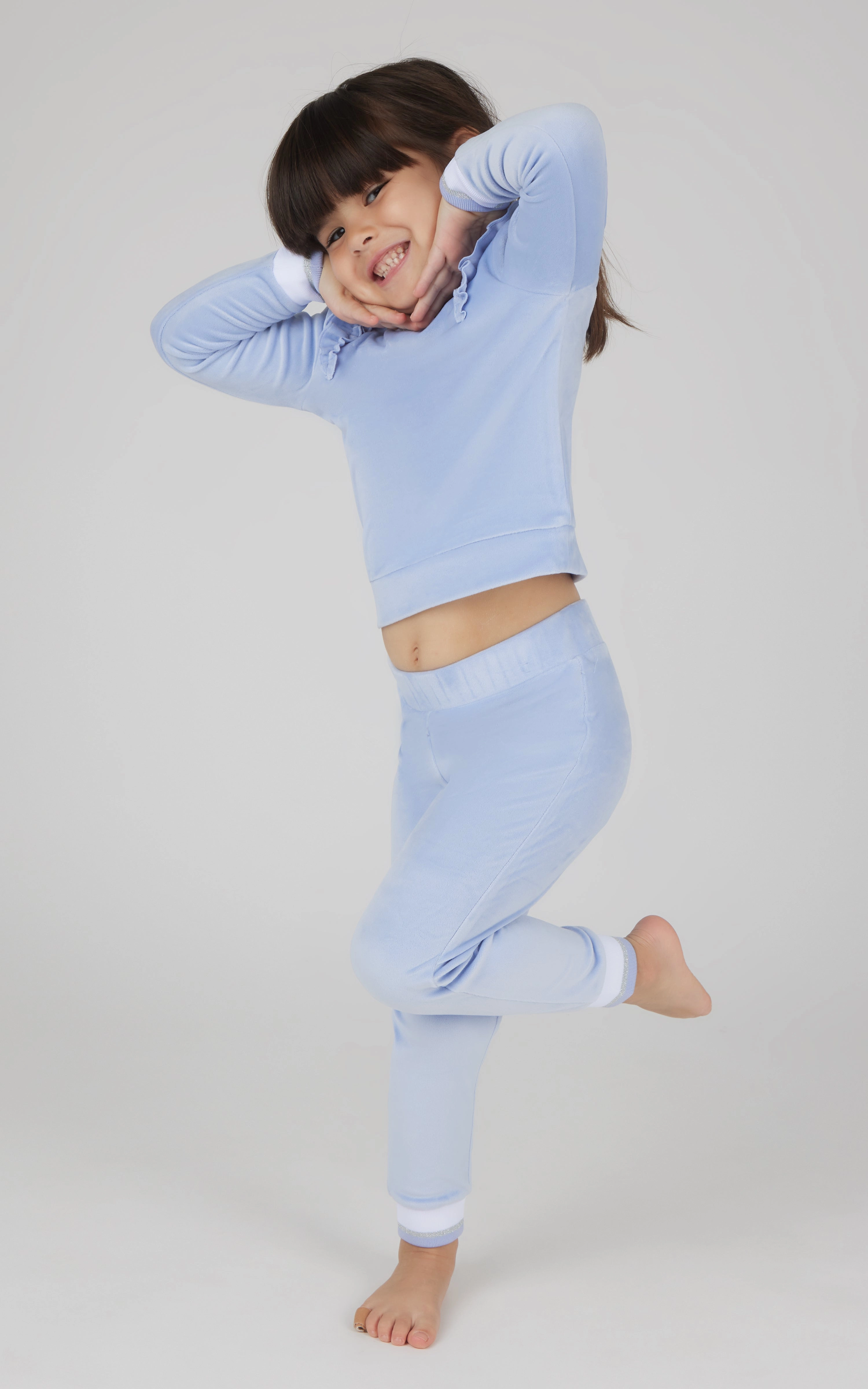 Toddler 2 PC Velour Ruffle Sweatshirt and Jogger