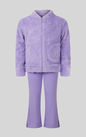 Toddler Girls 2 PC Jacquard Bomber Jacket and Flare Leg Pant