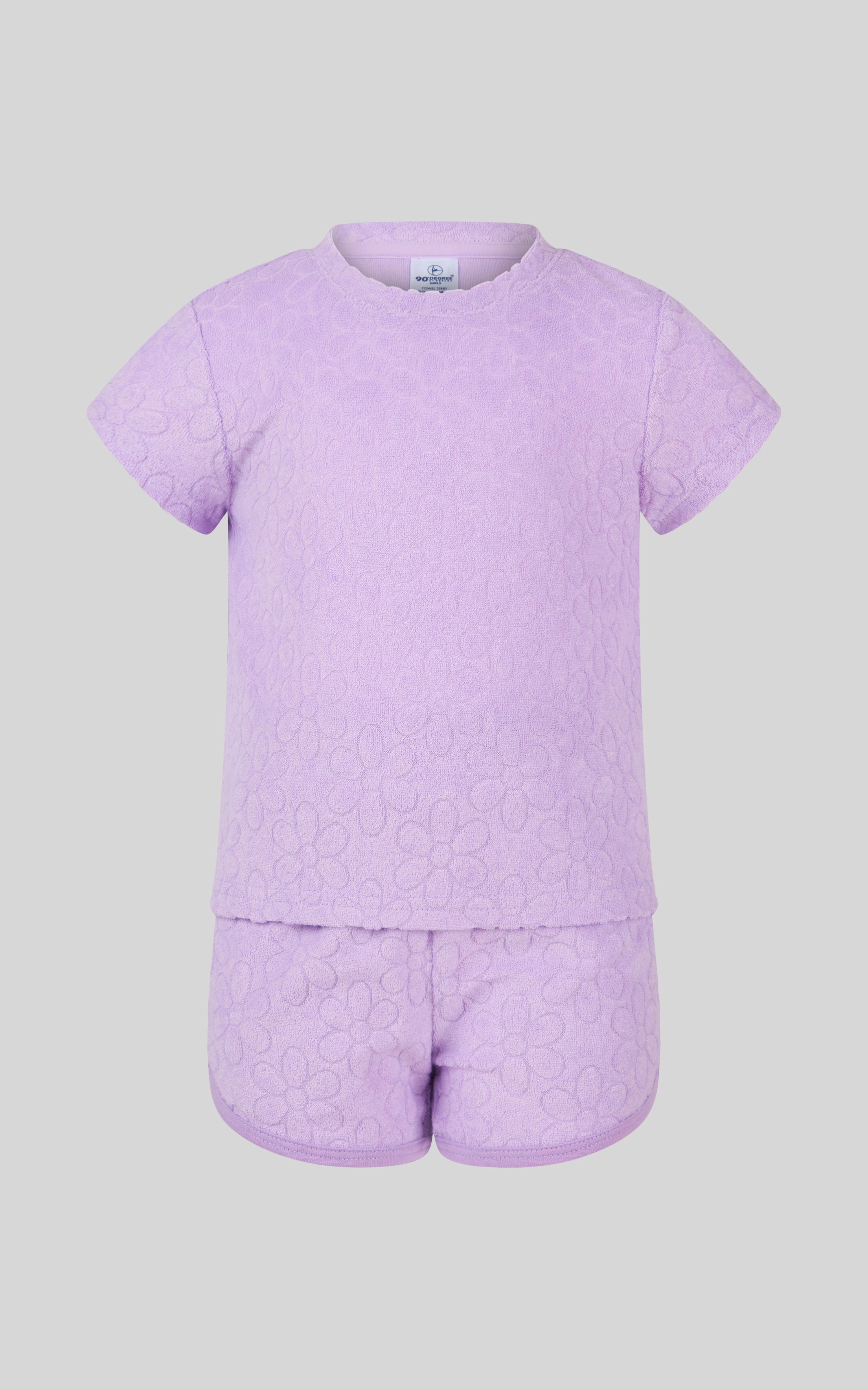 Toddler Girls 2 PC Towel Terry Short Sleeve Top and Dolphin Short