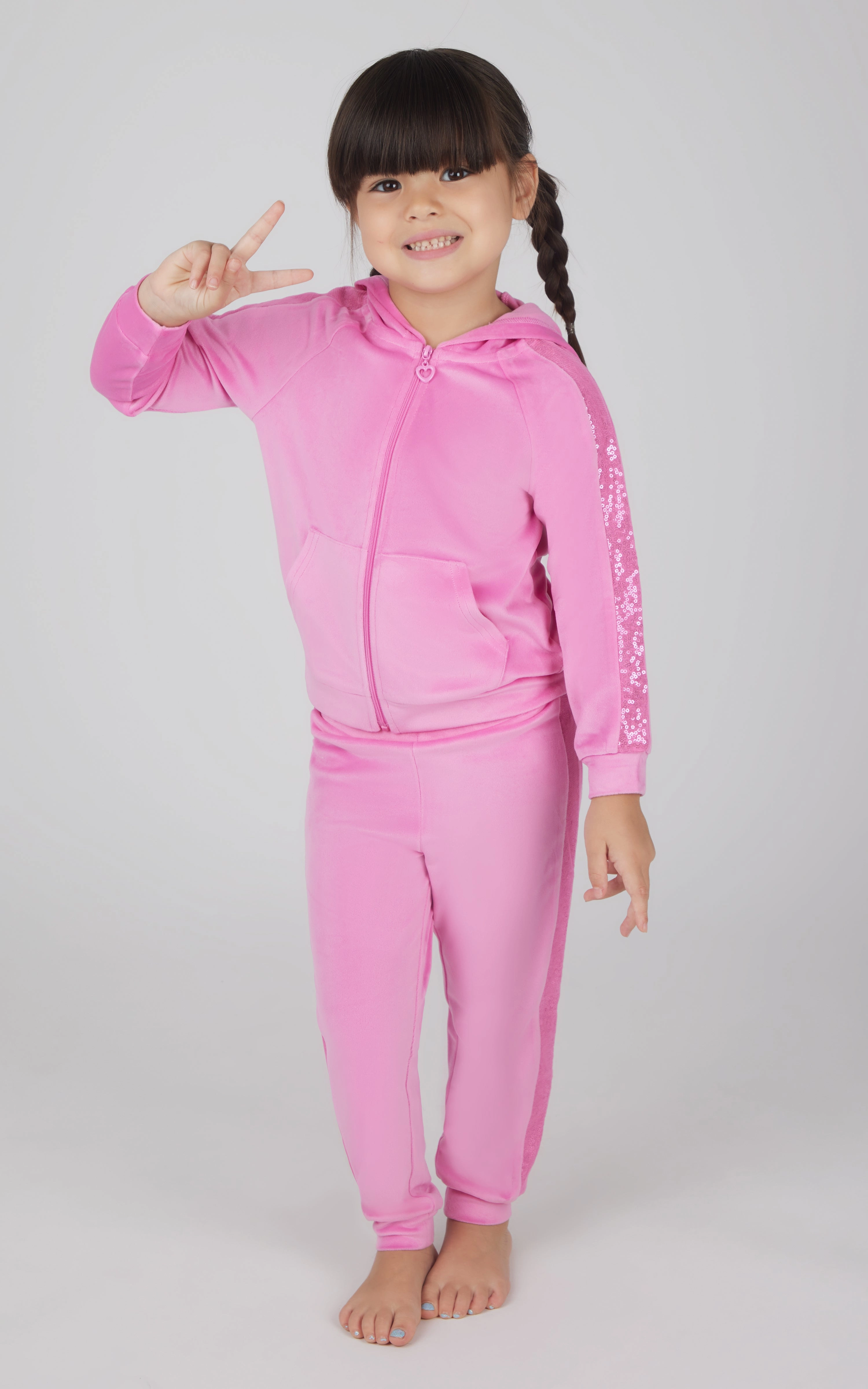 Toddler Girls 2 PC Velour Hoodie Jacket and Jogger