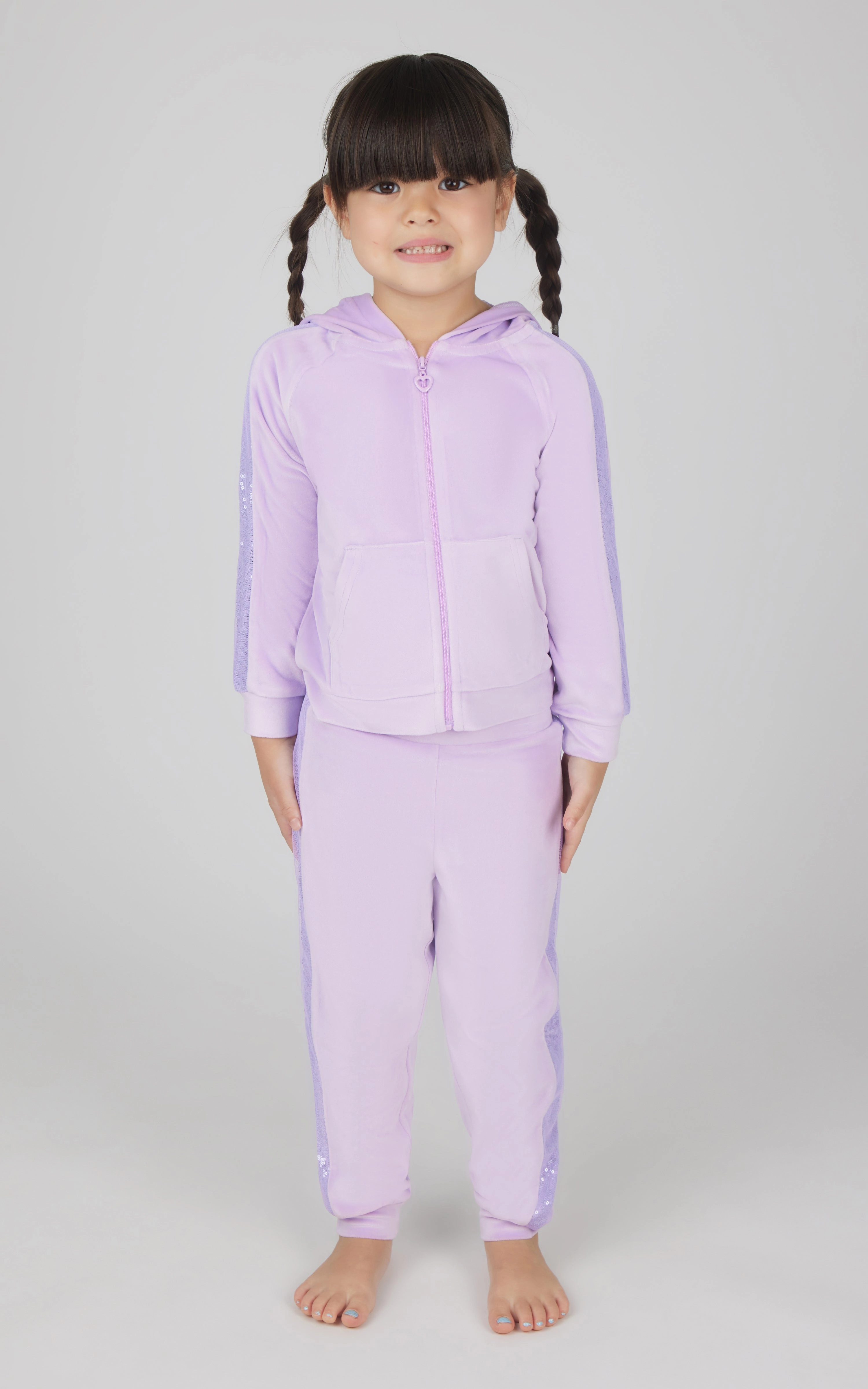 Toddler Girls 2 PC Velour Hoodie Jacket and Jogger
