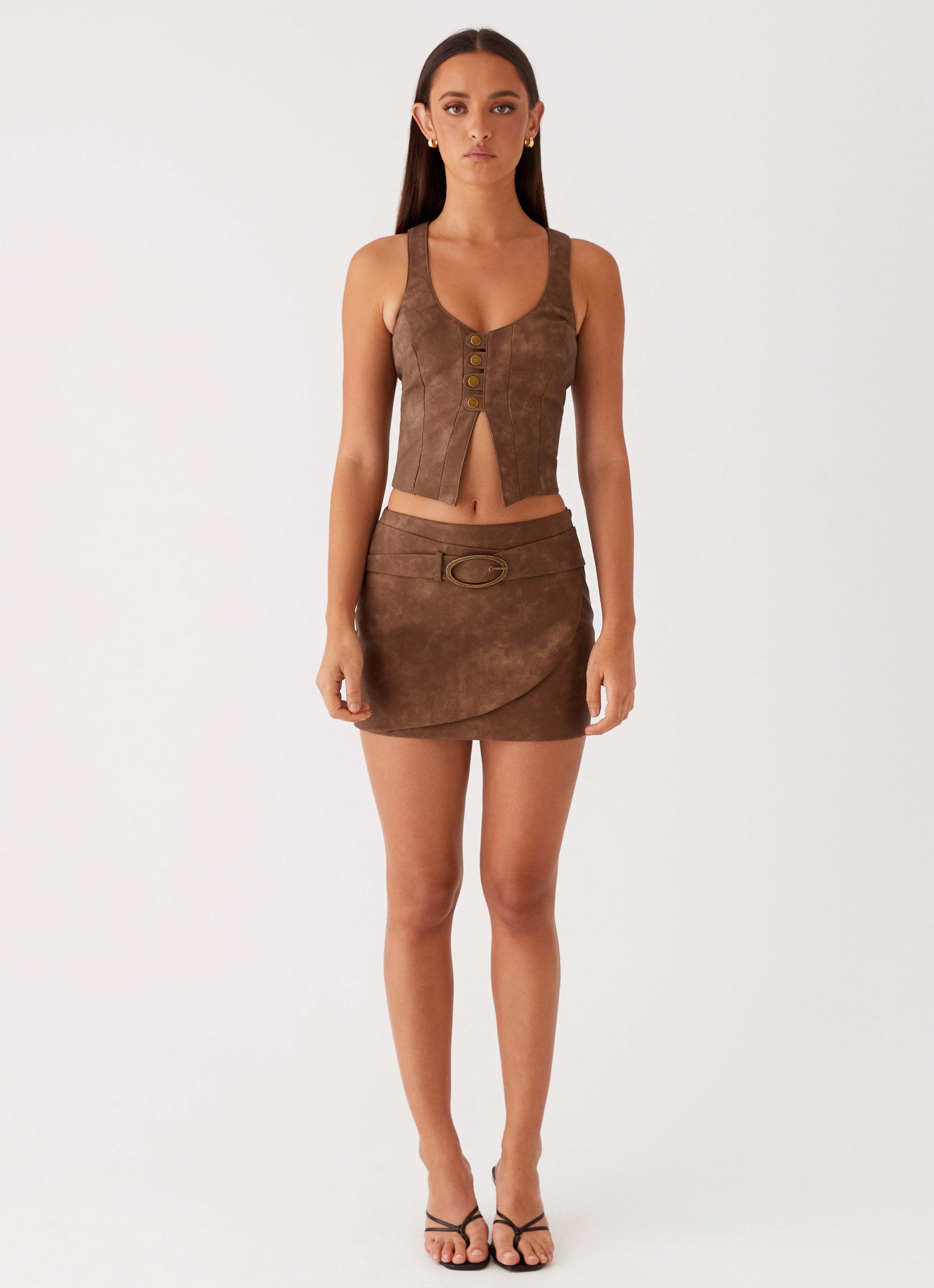 West District PU Top - Brown