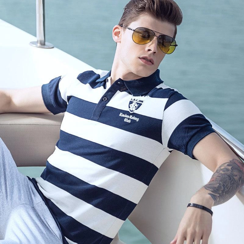 West Louis™ Summer Breathable Striped Polo