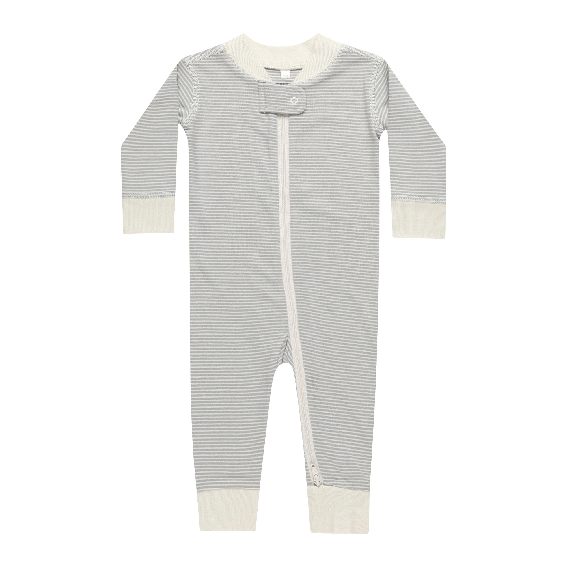 Zip Long Sleeve Sleeper - Blue Micro Stripe - FINAL SALE