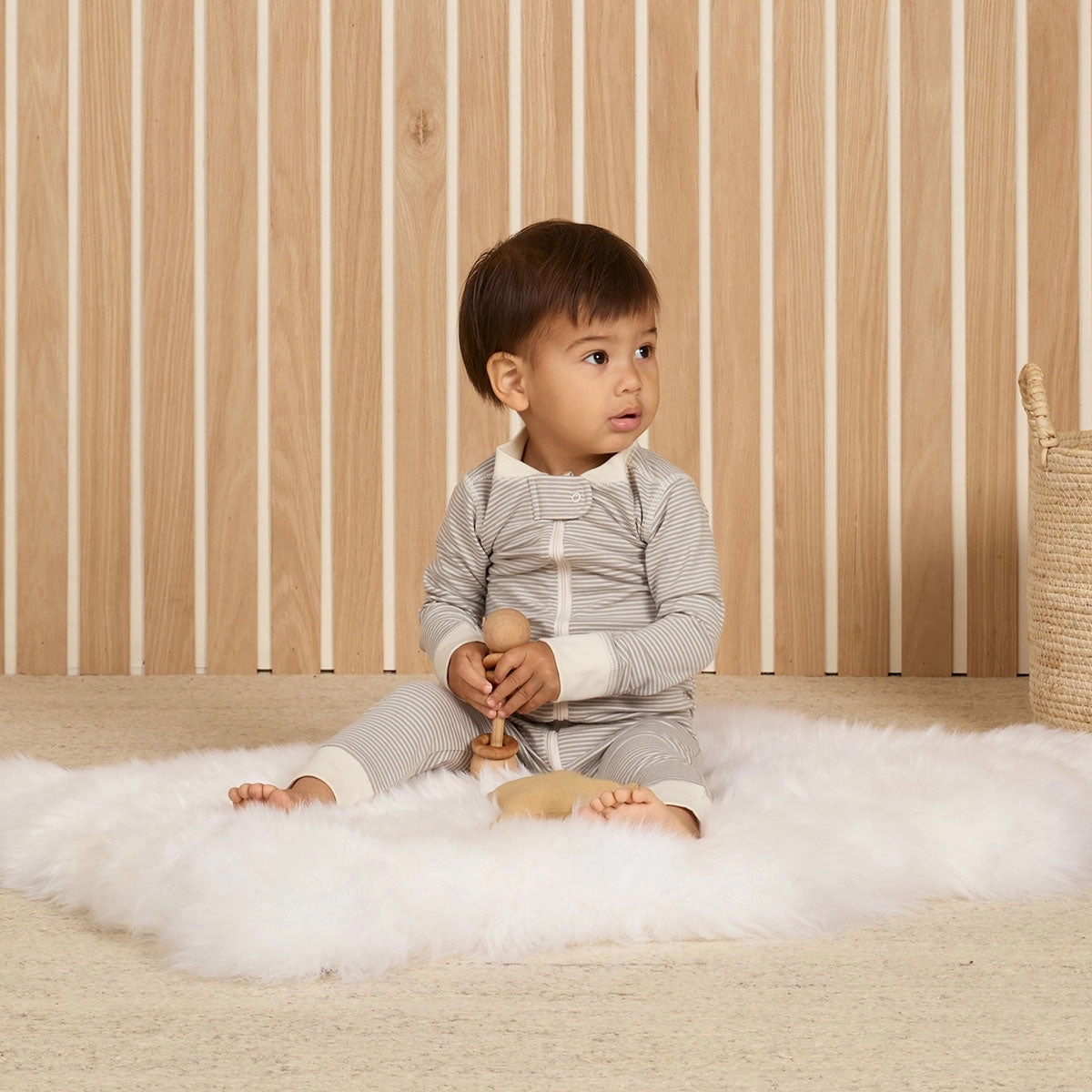Zip Long Sleeve Sleeper - Blue Micro Stripe - FINAL SALE