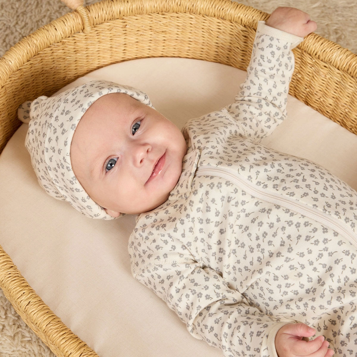 Zip Long Sleeve Sleeper Footie - Scatter - Ivory - FINAL SALE