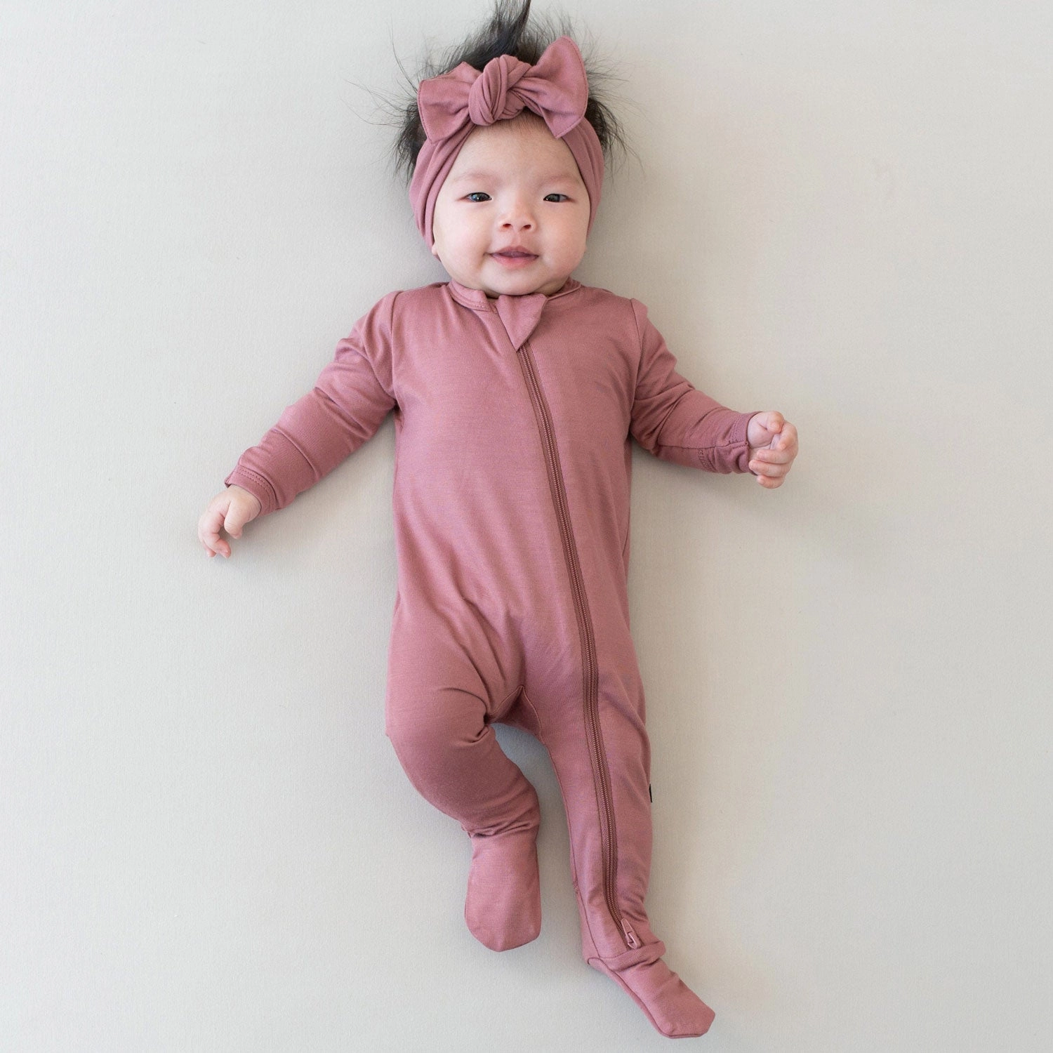 Zippered Footie - Dusty Rose